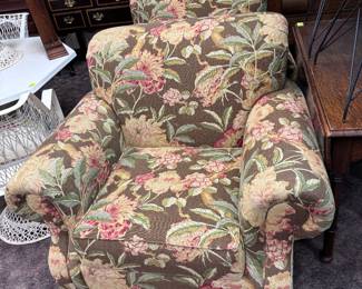 Pair Oversize Floral Upholstered Chairs