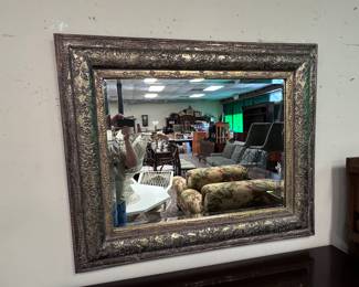 Large Beveled Mirror w/ Embossed Frame