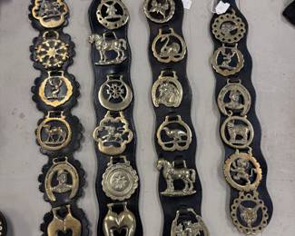 English Horse Brasses w/ Leather Straps