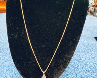 14K and Diamond Cross Necklace