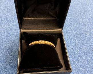 14K Rose Gold & Pearl Bangle Bracelet