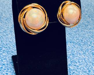 14K and Mabe Pearl Earrings