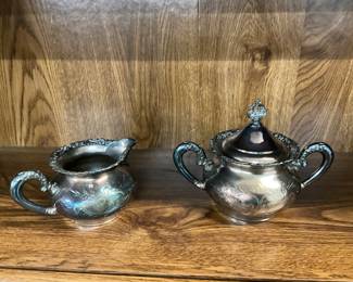 Van Bergh silver Plated Creamer & Covered Sugar Bowl 