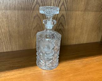 Crystal Liquor Decanter with Etched Frosted Floral Design
