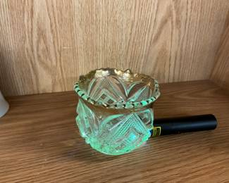 Sawtooth Gold Edge Clear Glass Toothpick Holder