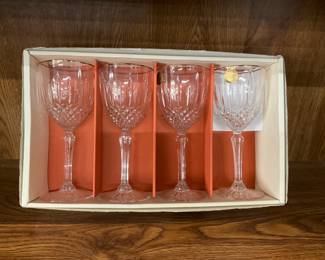 Crystal Stemmed Wine/ Water Goblets Possibly "Cristal D'Arques"