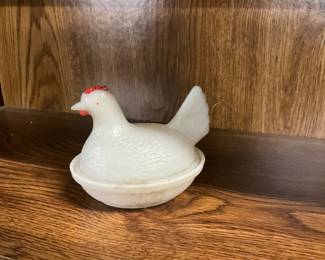 Indiana Glass Hen on Nest Covered Dish Milk Glass