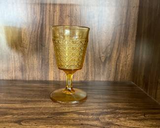 Amber Button & Cane Goblet