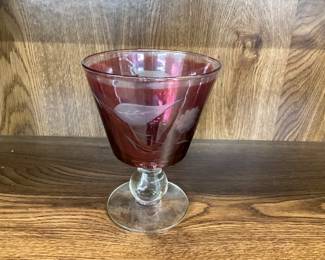 Cranberry Glass Coupe Glass or Fruit Cup 