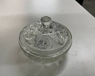 Glass Crystal Candy Dish with Lid or Vanity Powder Covered Dish