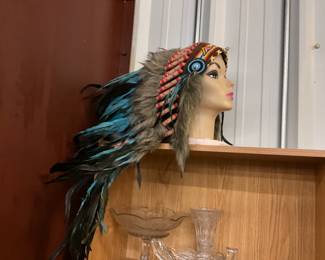 turquoise & Brown Indian Feather Headdress