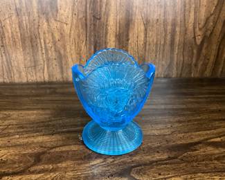 Blue Glass - toothpick Holder - Native American Indian 