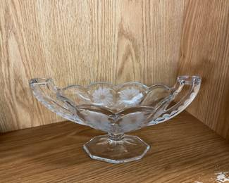 Art Deco Etched Glass Trophy Cup Glass Bowl