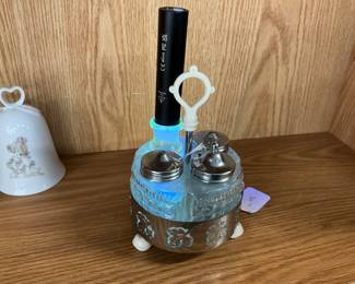 Metal & Glass Condiment Cruet Set 