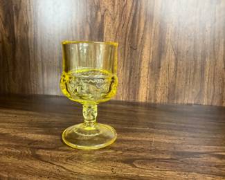 Yellow Glass Thumbprint Cordial Glasses
