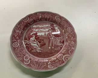 Chode China Plate "Woodman" Pattern Georgian Series Cranberry Plate