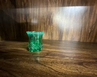 Green Opalescent Diamond Spearhead Toothpick Holder