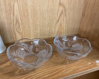 Frosted & Clear Glass Dessert Bowls
