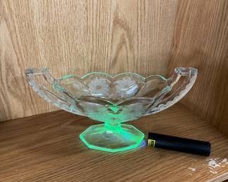 Art Deco Etched Glass Trophy Cup Glass Bowl