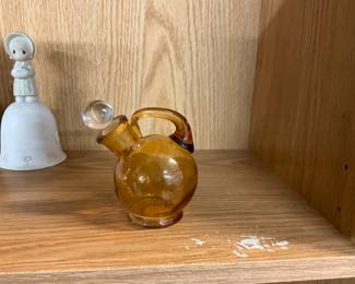 Cambridge Amber Glass Tilt Decanter with Clear Stopper