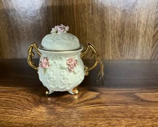 Coquette Rose & Gold Sugar Bowl with Lid