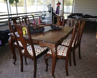 Back porch, vintage table and chairs, Queen Anne