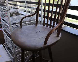 Antique Kibitzer Chair, Back porch, a Yiddish term for a spectator to card games, or pool games 