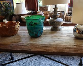 Detail of the iron base, rehab wood top table, Den