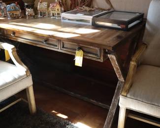 Detail of the Hooker writing desk and a pair of nice chairs to be used with it, Den