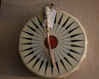 Native American hand drum, on wall in den