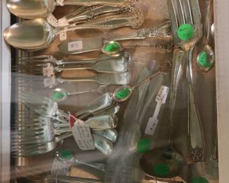 Flat box holding sterling flatware, DR