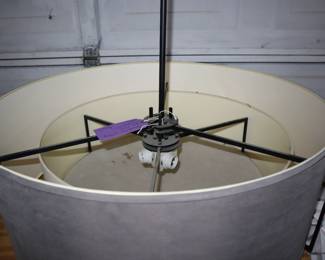 Chandelier with one large grey shade to hang over a dining table; Garage