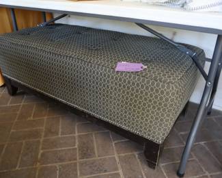 Large grey ottoman/bench/coffee table; from Pollards, Back porch