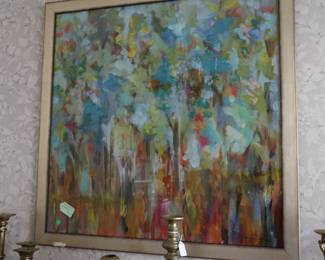 Framed, contemporary watercolor, large, in side entrance room