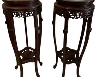 Chinese Rose Wood Marble Tables 