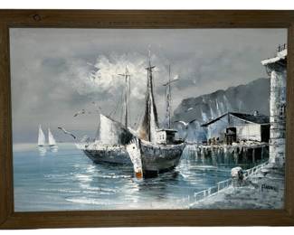 Florence Nautical Harbor Oil Painting 