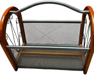 Wood and Metal Magazine Rack 