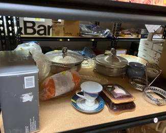 Serving dishes and tea cups