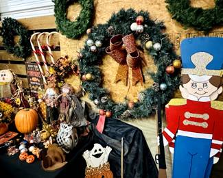 christmas lights, trees, villages, and more even outside 