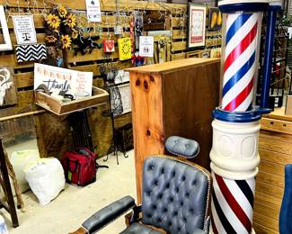 early 1900s koken barber chair and a barber pole. RARE FIND. Museum worthy!