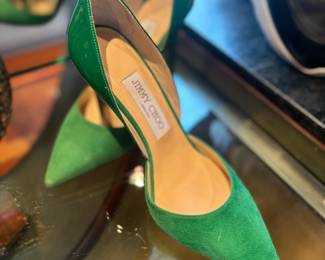 Jimmy Choo Green Suede Heels 