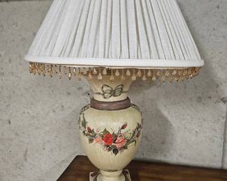 Wooden Lamp with Floral Design 
