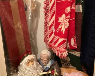 Vintage American flag, many afghans