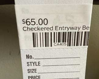Checkered entryway bench