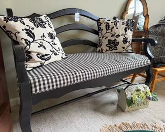 Checkered entryway bench