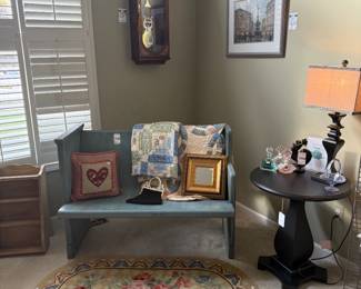 Distressed teal church pew