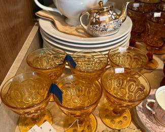 Amber Moon and Stars glass set