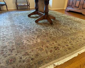 Beautiful beige/sage green Indo-Jairpur wool rug,
9'2 x 12'4, purchased from the Eastern Rug Gallery, paid $4500