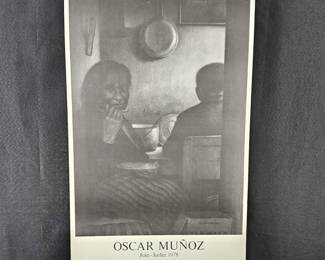 Original Vintage 1978 Lithographic Art Exhibit Print Poster - Oscar Munoz in Paris - 16" x 27.5"