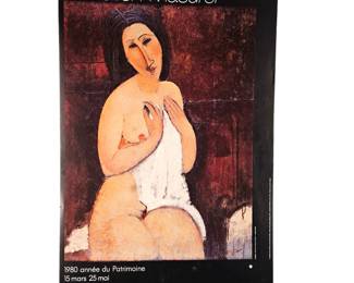 Amedeo Modigliani Masurel, Musee Luxembourg Paris, 1980 Lithographic Art Exhibition Poster - 16" x 23.5"